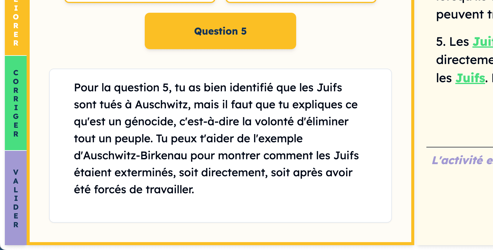 Auschwitz et génocides - Question 5